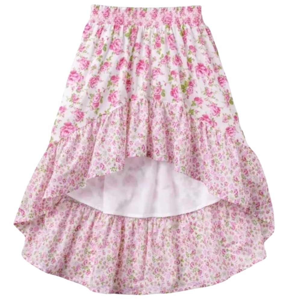 LoveShackFancy X AG Pink Melody Floral Flutter Skirt girls size 6 - like new